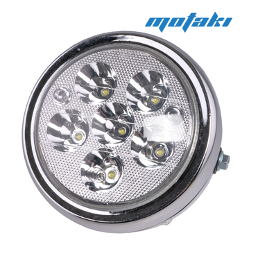 Фара Альфа, CG-CB светодиодная L001 (круглая металлическая ХРОМ, 6 LED диодов, D165 мм.)