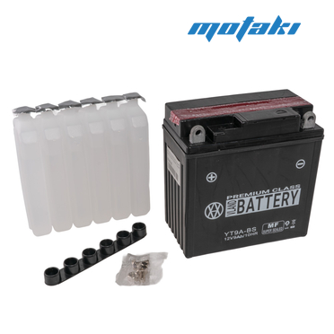 Аккумулятор 12В 9Ач YTX9L-BS (Д135 х Ш75 х В140 мм., кислотный с электролитом)