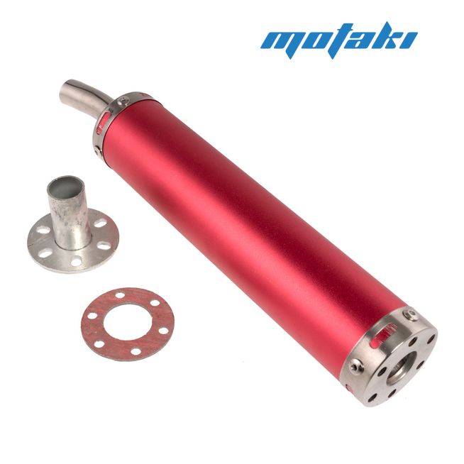 Глушитель прямоточный Альфа, скутер (280 x 60 мм., N10 КРАСНЫЙ, переходник D65 мм.)