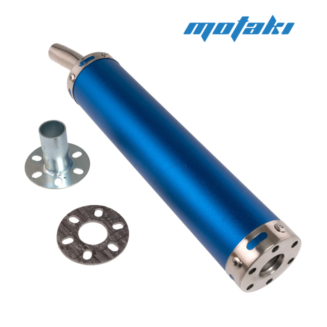 Глушитель прямоточный Альфа, скутер (280 x 60 мм., N10 СИНИЙ, переходник D65 мм.)