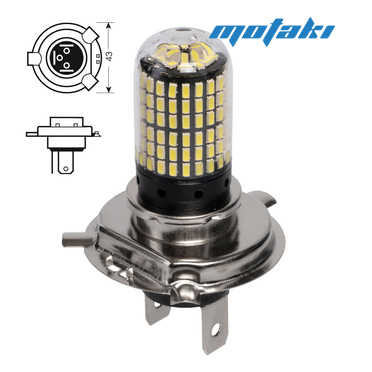 Лампа 12В H4 P43T в фару мотоцикла (светодиодная 144-SMD)