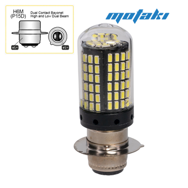 Лампа 12В P15D-25-1 H6M в фару Альфа, питбайк (светодиодная 144-SMD)