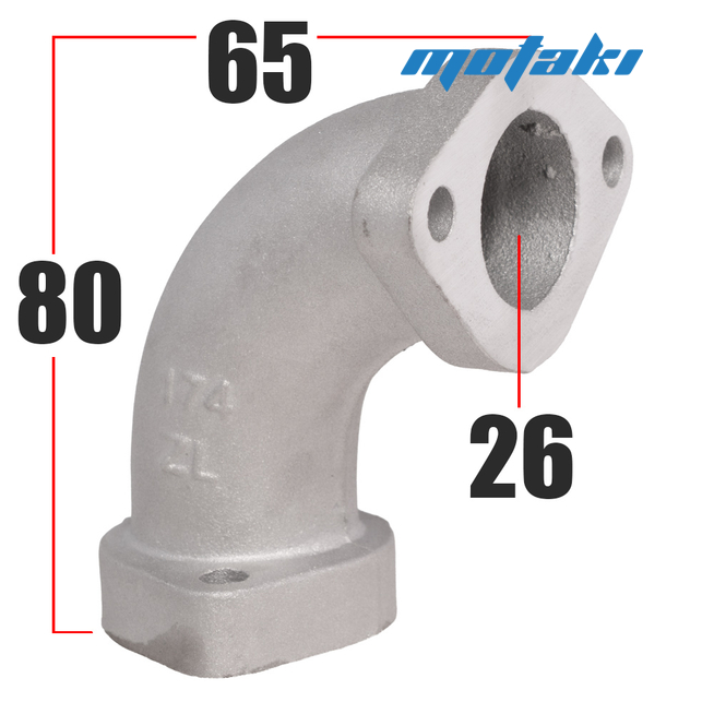 Патрубок карбюратора YX140-160 (коллектор впускной d26/26*h80) ZL174