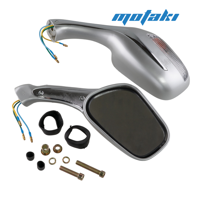 Зеркала 070/020 (пластиковые СЕРЫЕ с поворотами, круглые клеммы, М8 x 130 x 75 мм.)