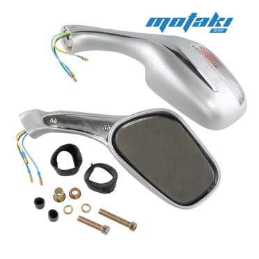 Зеркала 070/020 (пластиковые СЕРЫЕ с поворотами, круглые клеммы, М8 x 130 x 75 мм.)