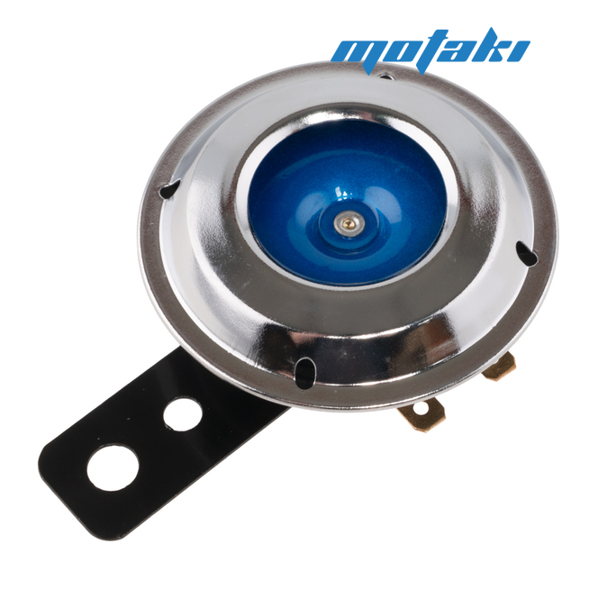 Сигнал звуковой мото, скутер, Альфа (12В, хром + синий) #700-2-CHBLU