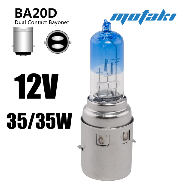 Лампа 12В 35/35W BA20d в фару Ява, скутер, Альфа, питбайк (галоген БЕЛЫЙ СВЕТ) ТИП3