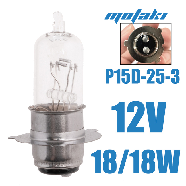 Лампа 12В 18/18W P15D-25-3 в фару японских скутеров (3 усика) Lipai
