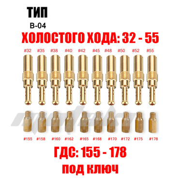 Жиклеры карбюратора Keihin PWK, CVK, PE (ГДС 155-178 и ХХ 32-55) B-04