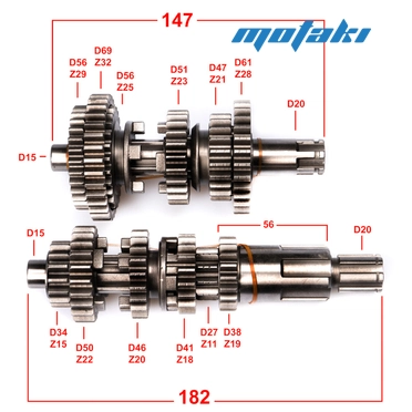 Коробка передач CG-CB (валы КПП 147: 29/32/25/23/21/28 и 182: 15/22/20/18/11/19)