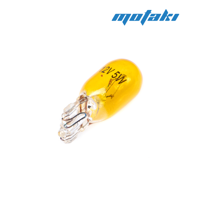 Лампа 12В 5W T10 в панель приборов, габаритов (без цоколя, желтая)