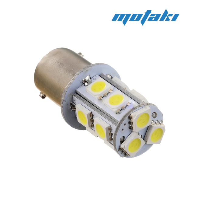 Лампа 12В стоп-сигнала (двухконтактная 1157 BAY15D, 13 желтых LED диодов в цоколе)