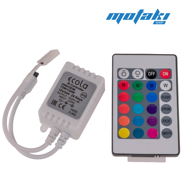 Контроллер светодиодной RGB-ленты 12В 72Вт 6А (с ИК пультом управления)