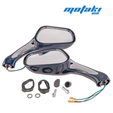 Зеркала 070/020 (пластиковые, синие с поворотами, плоские клеммы, М8 x 130 x 75 мм.)