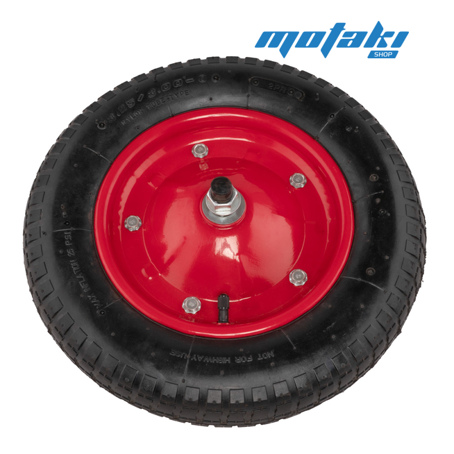 Колесо тачка 3.00-3.25 х 8 (с камерой, с осью, d16 мм.)