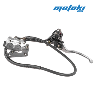 Тормоз дисковый скутер 4Т QT-4A (суппорт ЛЕВЫЙ, ГТЦ машинка правая, черный рычаг)