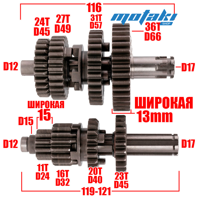Коробка передач для питбайка TTR125 (КПП усиленная 153FMI)