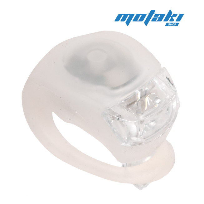 Фонарь силиконовый вело (2 белых диода, белый корпус)