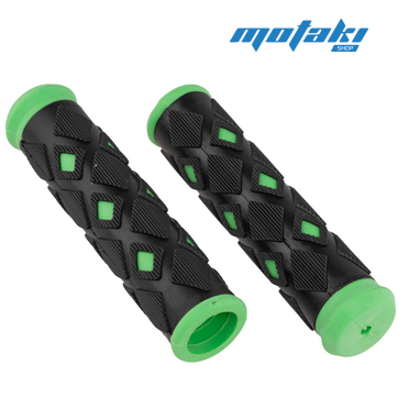 Ручки руля вело (2 шт. грипсы ромбы ЗЕЛЕНЫЕ 130 x 30 x d22 мм.)