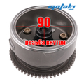 Ротор генератора мото CG-CB (d90, резьба внутри, муфта + шестерня 57T)