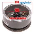 Ротор генератора мото CB125-150 (d90, резьба внутри, муфта + шестерня 56T)