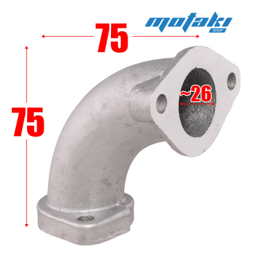 Патрубок карбюратора VM22 на питбайк 125cc (коллектор впускной d25) СЕРЫЙ