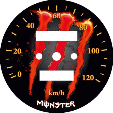 Наклейка спидометра Альфа и др. 120 км/ч. (Monster красно-оранжевая ТИП29)