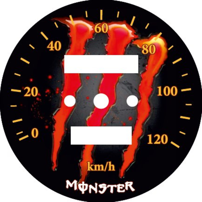 Наклейка спидометра Альфа и др. 120 км/ч. (Monster красно-оранжевая ТИП29)