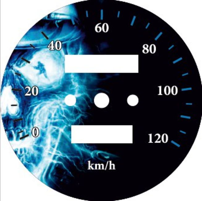 Наклейка спидометра Альфа и др. 120 км/ч. (Череп ТИП34)