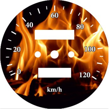 Наклейка спидометра Альфа и др. 120 км/ч. (Пламя ТИП36)