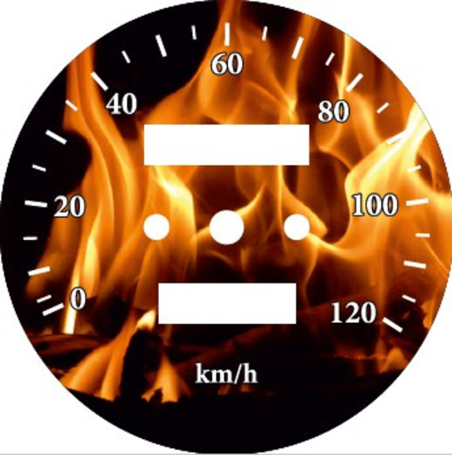 Наклейка спидометра Альфа и др. 120 км/ч. (Пламя ТИП36)