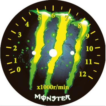 Наклейка тахометра Альфа и др. (Monster желто-зеленая ТИП37)
