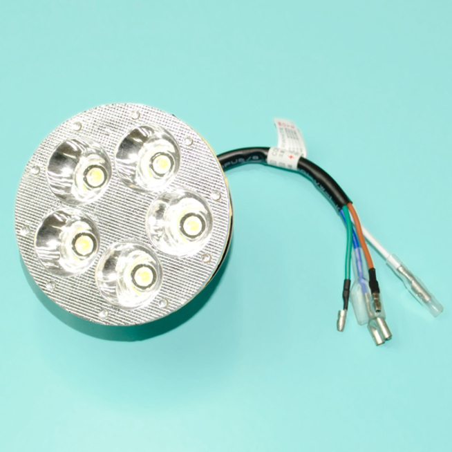 Лампа в фару Альфа (5 LED диодов, 4 провода, круговая RGB подсветка, D80 мм.)