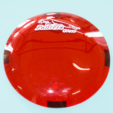 Накладка фары Альфа (красный пластик, D130 мм., двусторонний скотч)