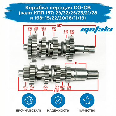 Коробка передач CG-CB (валы КПП 157: 29/32/25/23/21/28 и 168: 15/22/20/18/11/19)