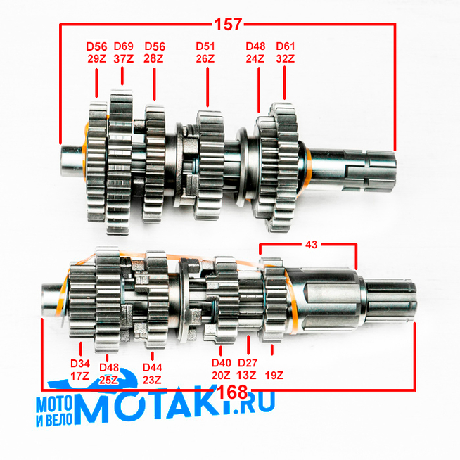 Коробка передач CG-CB (валы КПП 157: 29/37/28/26/24/32 и 168: 17/25/23/20/13/19)