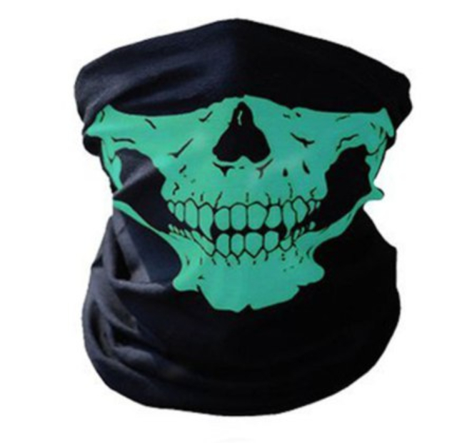 Бафф Череп тип514 (зеленый на чёрном, шарф-маска отлично тянется)