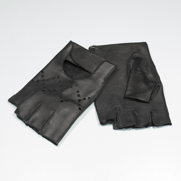 Перчатки С037 беспалые черные (размер 19, натуральная кожа, Россия)