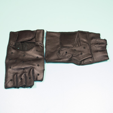 Перчатки Ш036 беспалые черные (размер 19, натуральная кожа, Россия)