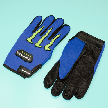Перчатки Monster Energy (размер L, синие, зеленые вставки)