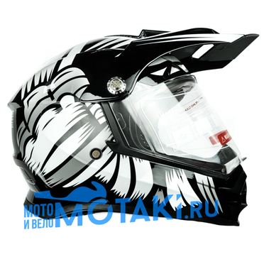 Шлем BLD819-6 (черно-белый, размер XS, НО реально 56-57, кросс)
