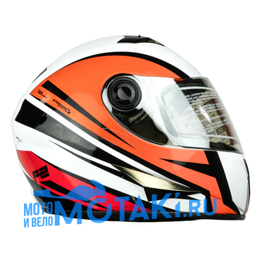 Шлем BEON B-500 (бело-оранжевый, размер XL, НО реально 59, интеграл)