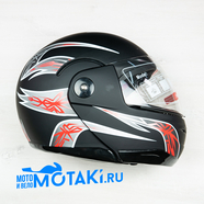 Шлем BLD155 (черно-красный МАТОВЫЙ, размер XS, НО реально 55-56, модуляр)