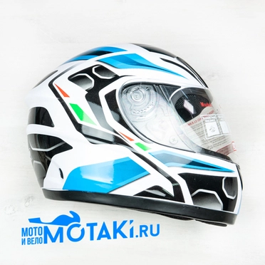 Шлем S2 F-07 (СИНЕ-БЕЛЫЙ, размер M, НО реально 60-61, интеграл) АРХИВ