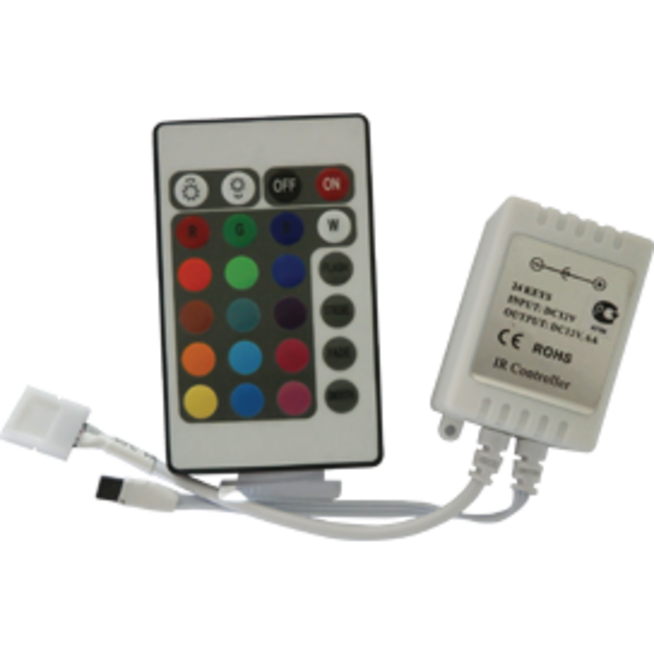 Контроллер светодиодной RGB-ленты 12В 72Вт 6А (с ИК пультом управления)
