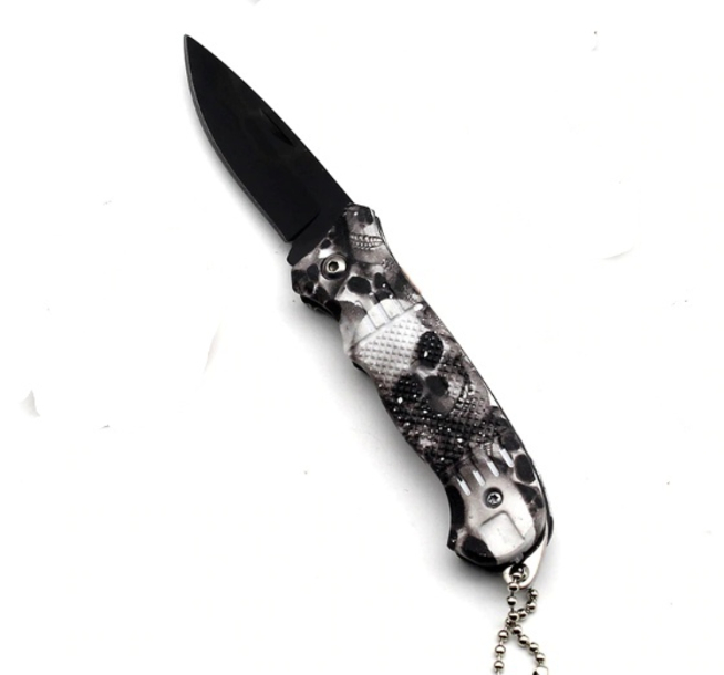 Нож складной SKULL (рисунок череп, пластик, сталь, 160 мм.)
