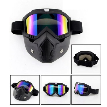 Очки защитные с маской Moto (радужное покрытие стекла, маска-фильтр снимается)