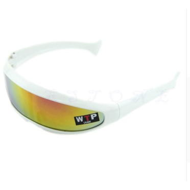 Очки спортивные Cyclops (белая оправа, зеркальное радужное покрытие стекла, пластик)