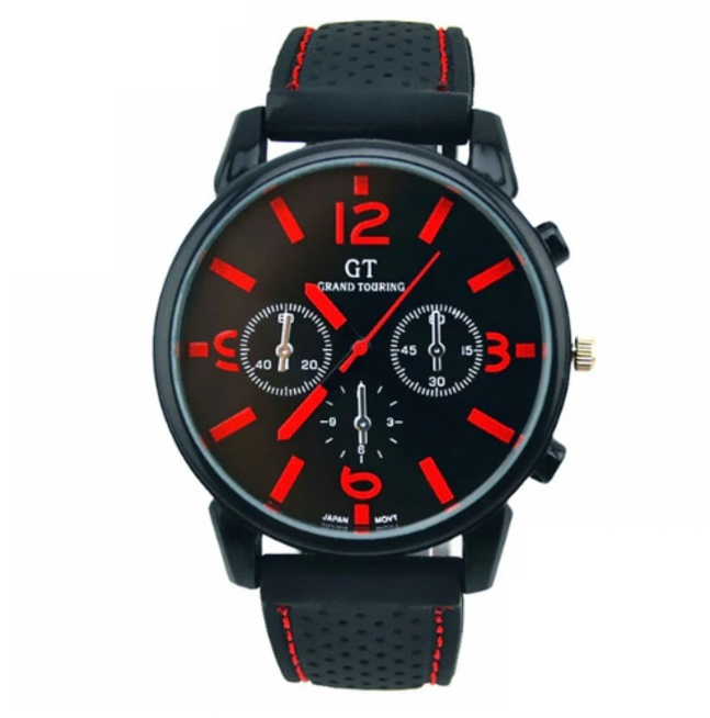Часы Grand Touring тип1 (черно-красные, стекло, сталь)