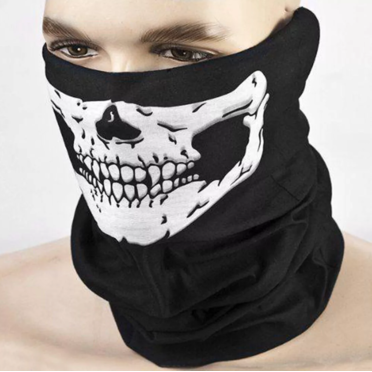 Бафф Череп тип507 (белый на чёрном, шарф-маска отлично тянется)
